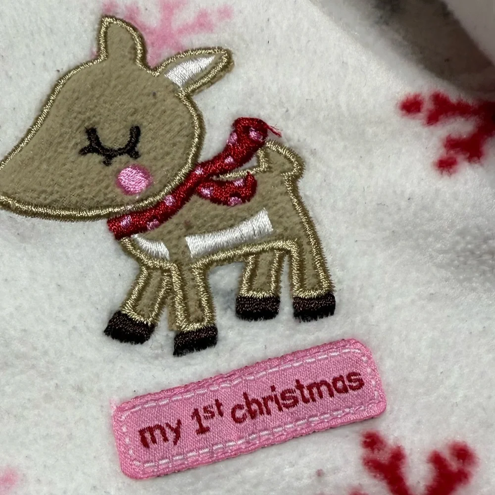 Carter’s | Baby Girl Festive Snowflake Fleece Footed Pajama | 6-9M